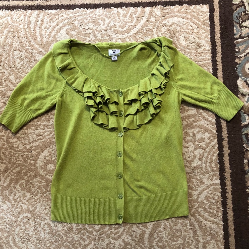 Worthington button down Bib Ruffle top